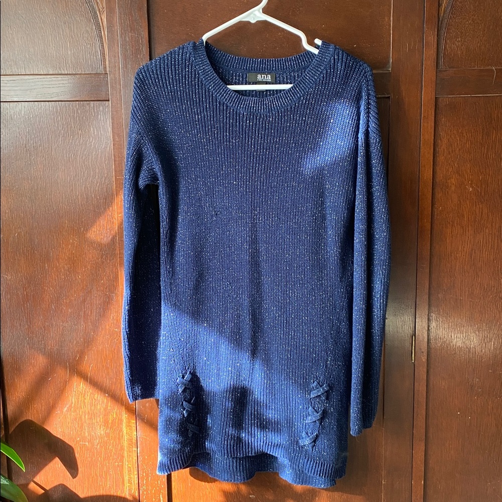 a.n.a Dark Blue Ribbed Knit Top
